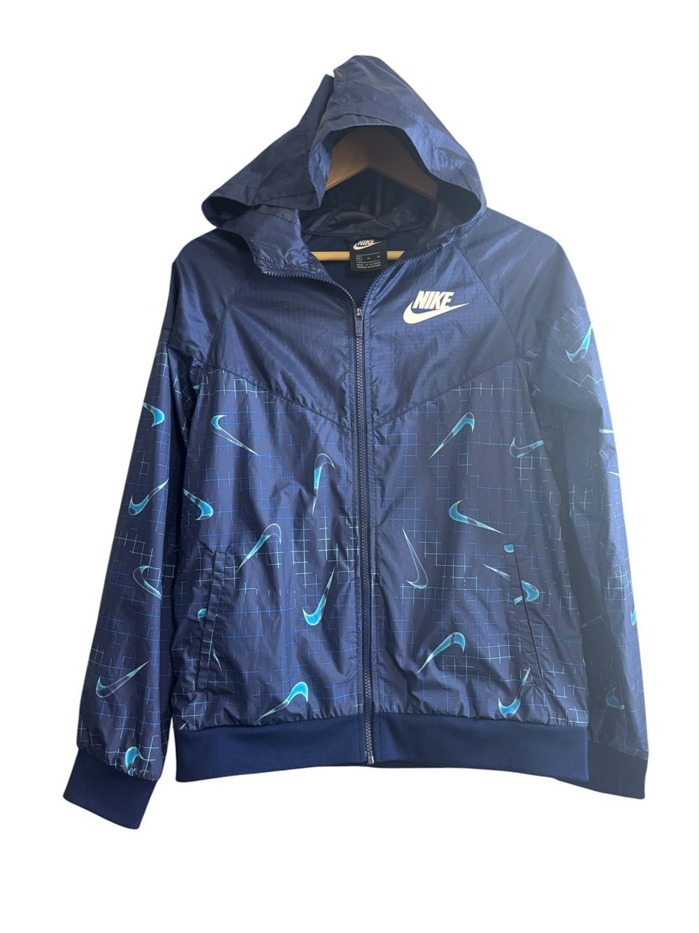 NIKE Windrunner Blue Windbreaker Light Jacket Youth Boys XL Hooded